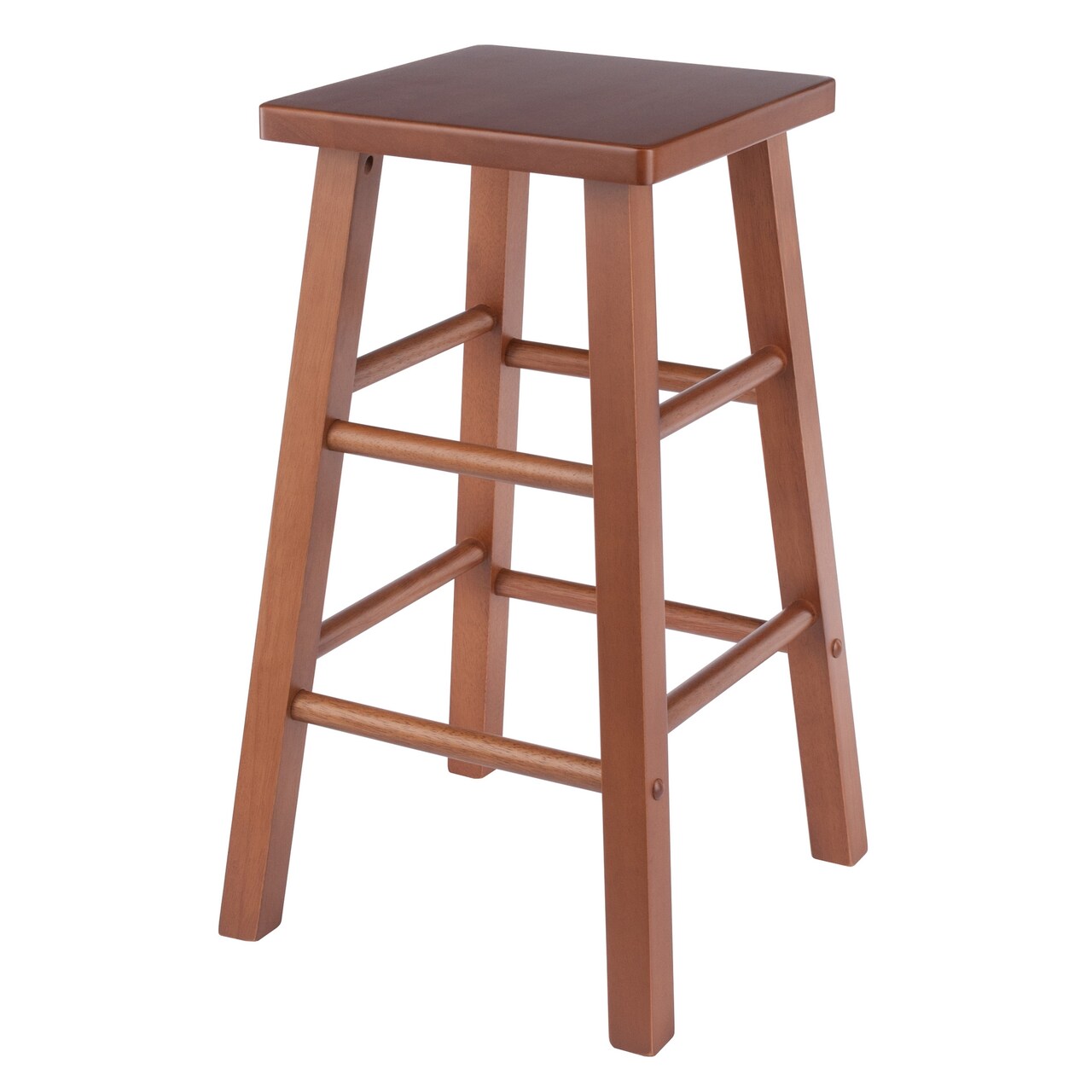 Contemporary Home Living Wooden Square Seat Counter Stool - 24" - Teak Finish